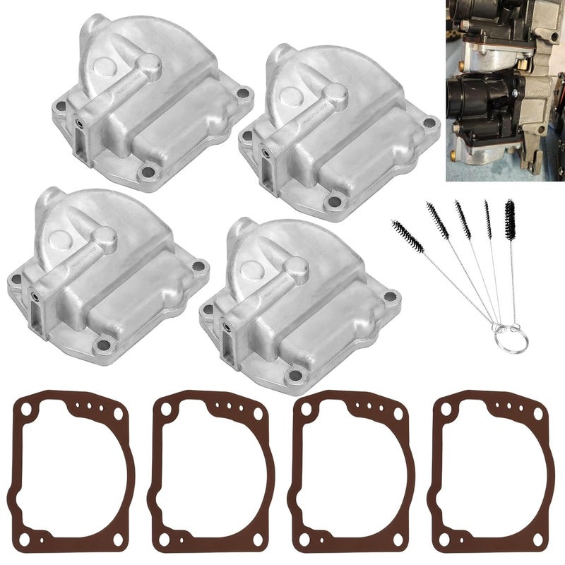 Haiouus 4 Pack Upgrade Material 433000 Float Chamber Carburetor Bowl Kit W/335070 Gasket Compatible with Joh-nson Evi-nrude 90-175hp & 60 Degree V4 V6 Engines 343870 0433000 766418 - Image 1